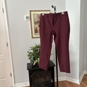 White House Black Market Elle Slim Women’s Chino Pants Size 14P Burgundy